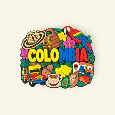 Imán Souvenir Colombia - Sombrero Vueltiao y Café