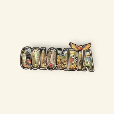 Imán Souvenir Colombia - Letras con Guacamaya