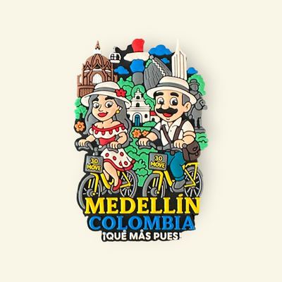 Imán Souvenir Medellín - Pareja en Bicicleta MOVE